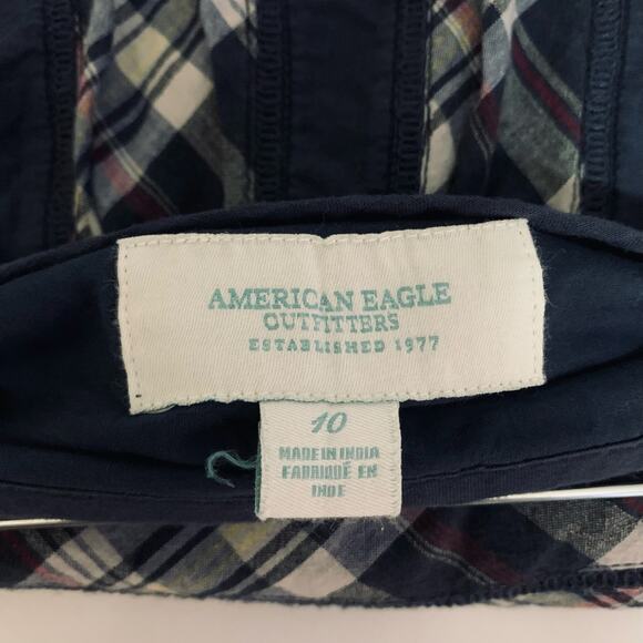 AMERICAN EAGLE OUTFITTERS Skirt 10 Mini Plaid Side Zip Academia Preppy Gilmore - Picture 8 of 11
